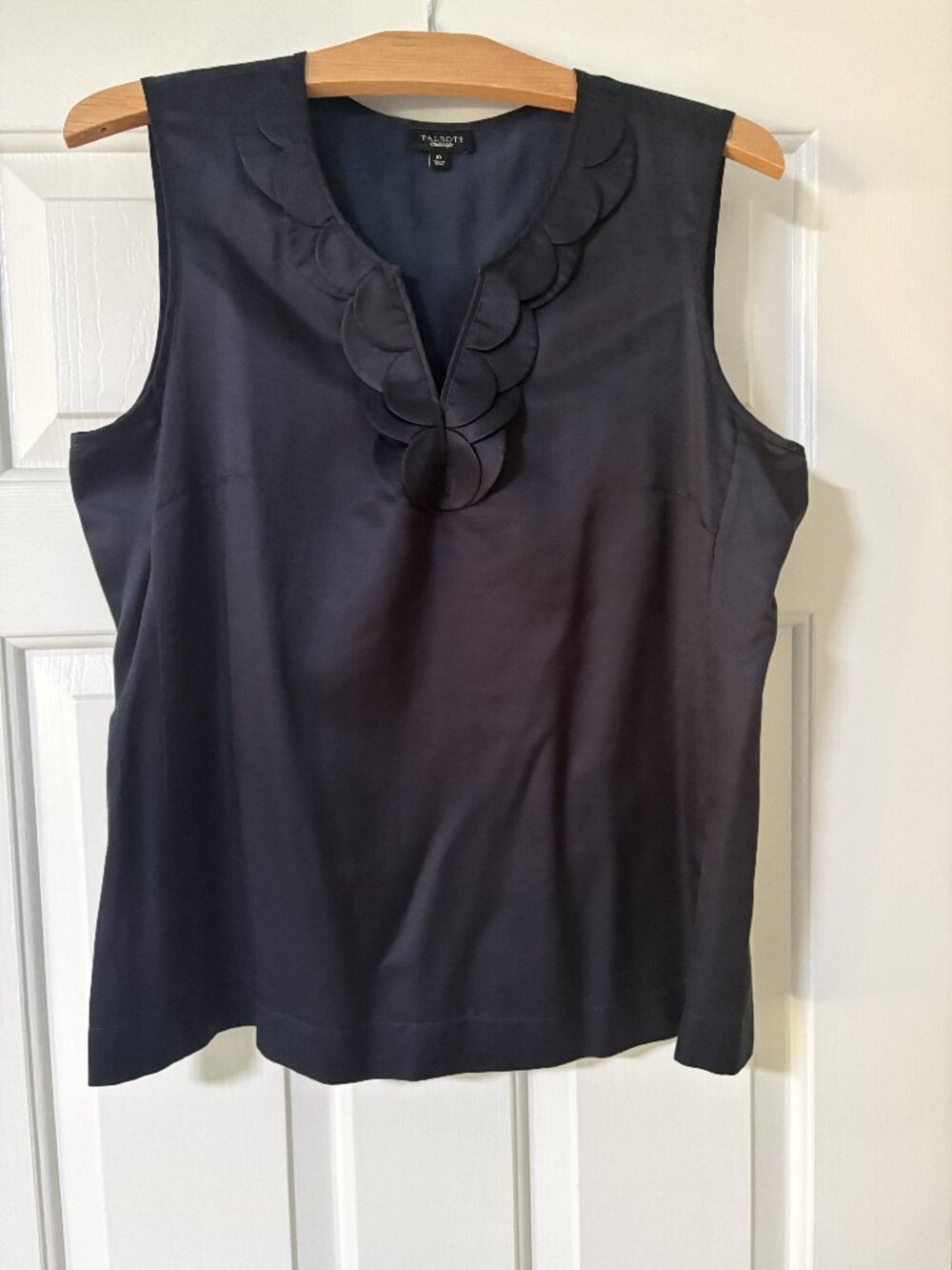 Talbots navy blue sleeveless blouse, size 10